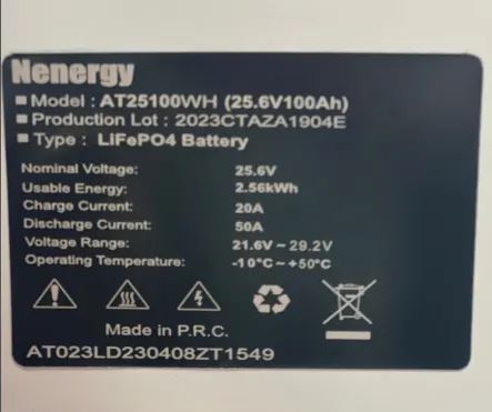 N-energy 2.56 KWH 25.6v LiFePO4 Lithium Battery