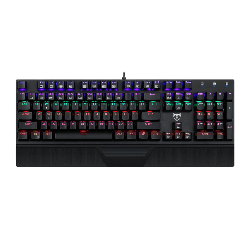 T-Dagger Destroyer 104 Key|Wrist Guard|Rainbow Backlit Gaming Mechanical Keyboard – Black