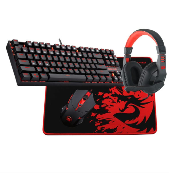 REDRAGON 4 in 1 Mechanical Gaming Combo Mouse,Mouse Pad,Headset,Mechanical Keyboard