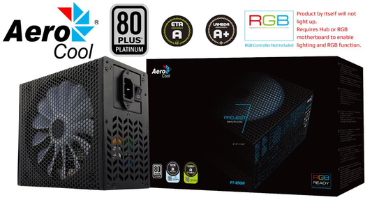 AeroCool Project 7 RGB Ready 850w 80 Plus Platinum Certified Modular Power Supply