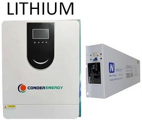Conderenergy 2KVA MPPT Pure Sine Wave  Load shedding combo with 1X 1.28KWH Lithium Battery