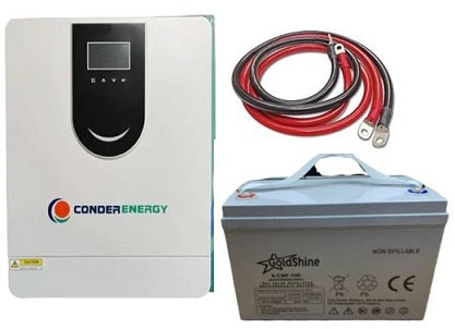 Budget Combo 2 - Conderenergy 1.2kw Hybrid Inverter with 12v 100ah Gel Battery