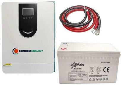 Budget Combo 3 - Conderenergy  2kva Hybrid Inverter with 12v 200ah Gel battery
