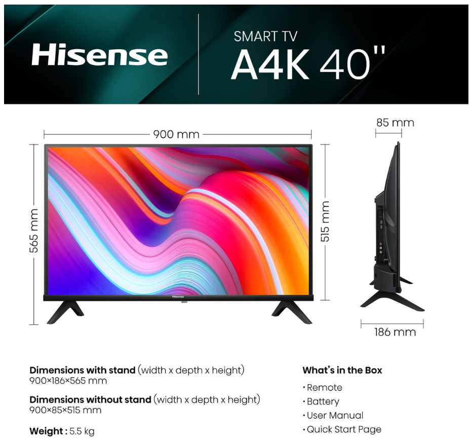 Hisense 40 inch Direct LED Backlit Full HD Smart TV